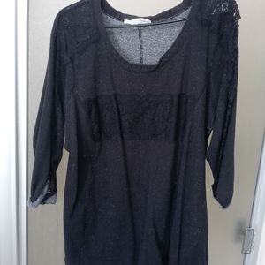 3/4 sleeve black lace sweater
